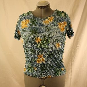 Floral Popcorn Crop-ish Top